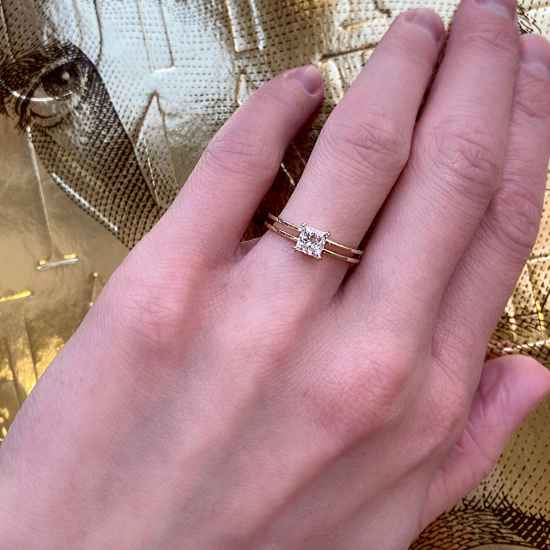 Двойное кольцо с бриллиантом Принцесса,  Больше Изображение 5